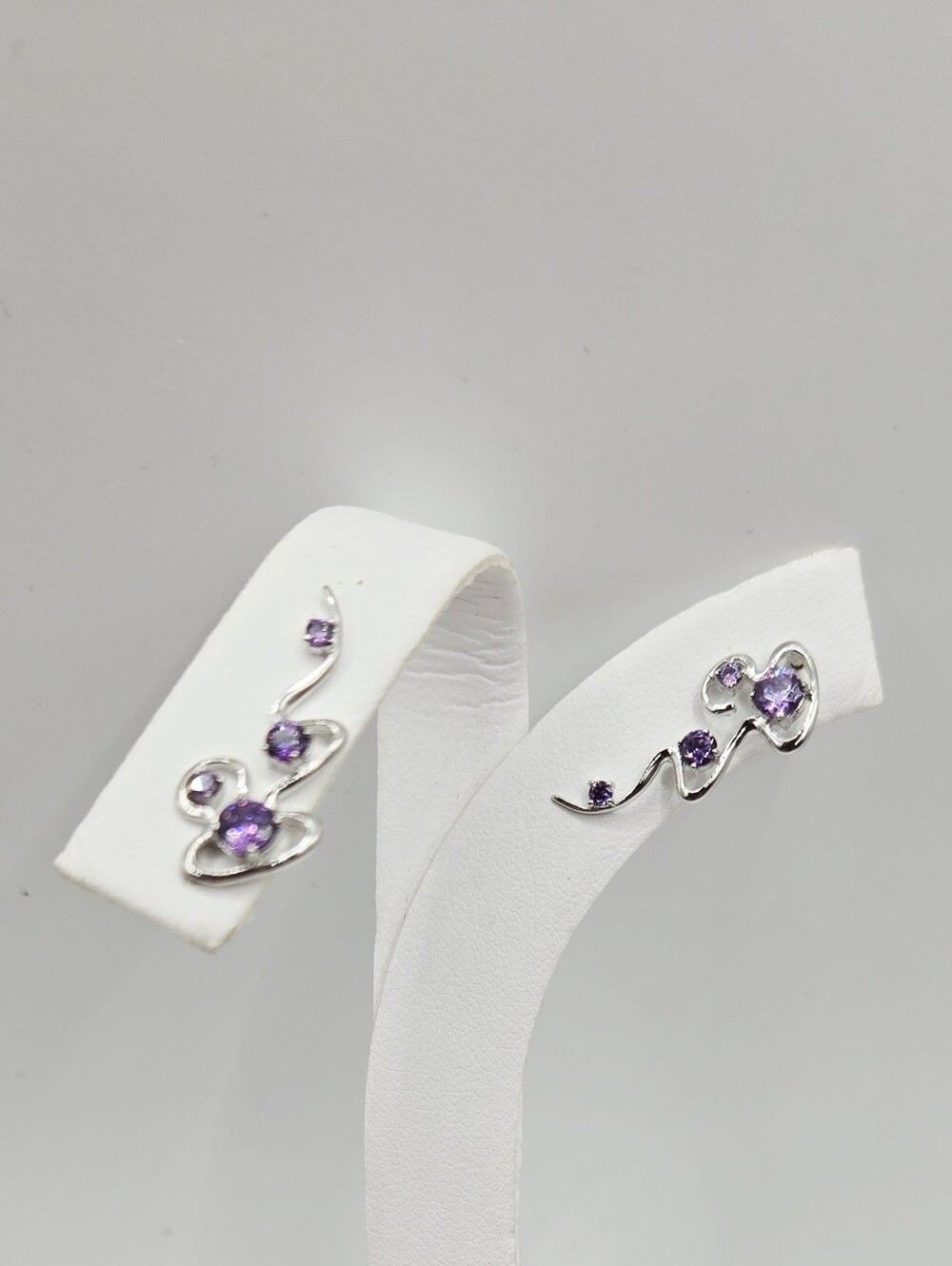 Purple Crystal Ear Climber Earrings
